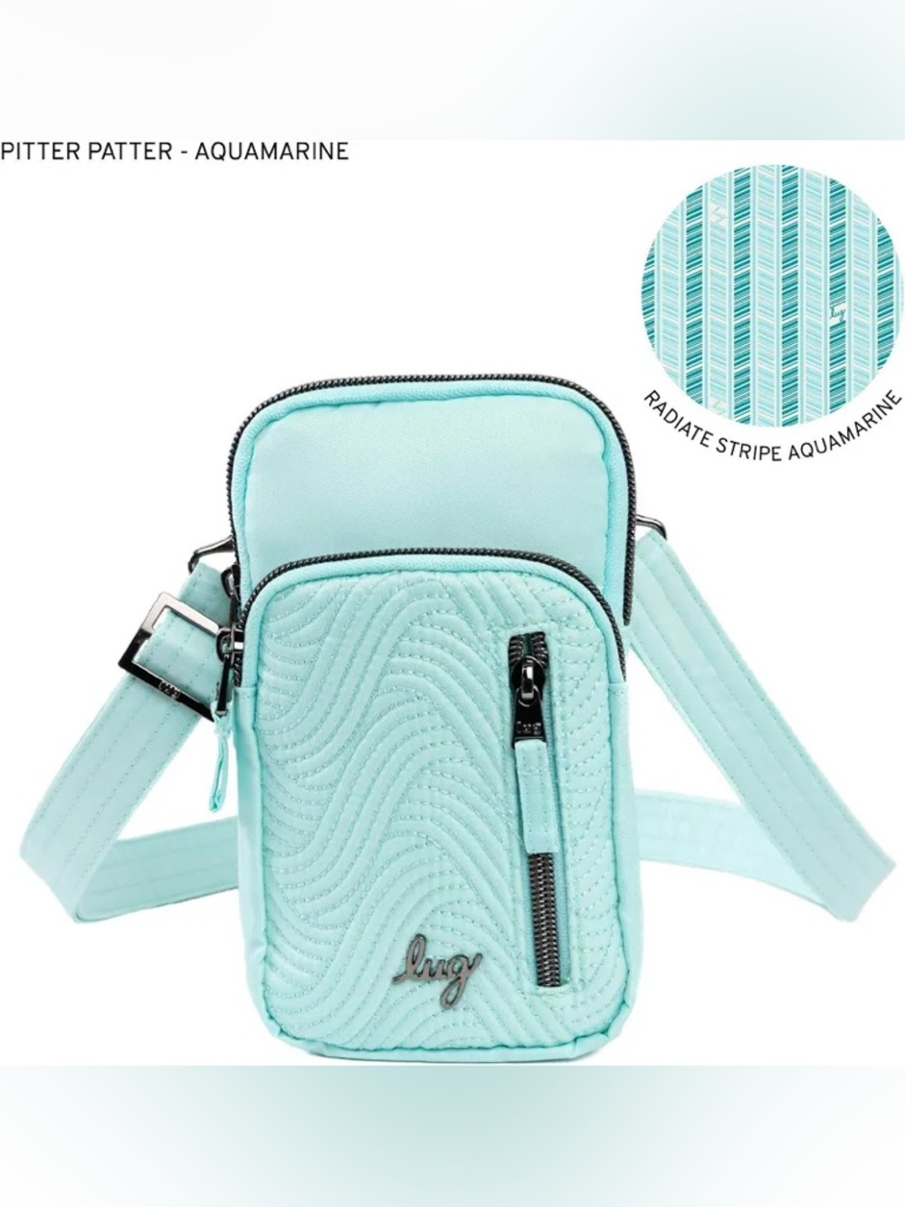 Lug Pitter Patter Quilted Mini Crossbody Bag Aquamarine Turquoise Blue